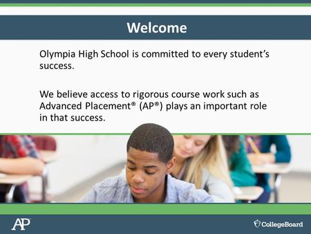 Olympia High School is committed to every student’s success. We believe access to rigorous course work such as Advanced Placement® (AP®) plays an important.