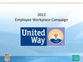 1 2013 Employee Workplace Campaign. 2 2012 Recap Our campus had one of its best campaigns in years! Hospital’s total: $216,952 Medical Center (including.