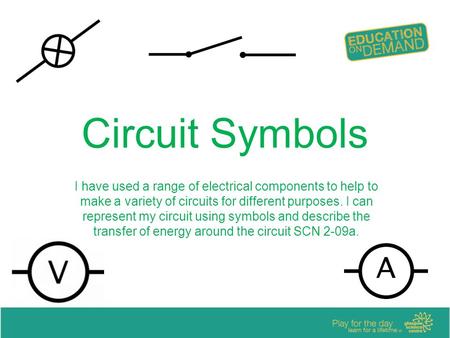 Circuit Symbols I have used a range of electrical components to help to make a variety of circuits for different purposes. I can represent my circuit using.