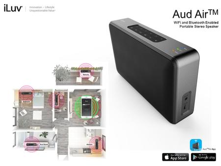 Aud AirTM WiFi and Bluetooth Enabled Portable Stereo Speaker