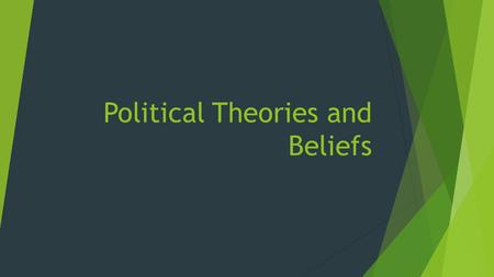 Political Theories and Beliefs. Political Theory and Beliefs and their influence on individuals (10-20 percent) Elitist, pluralist, and hyperpluralist.