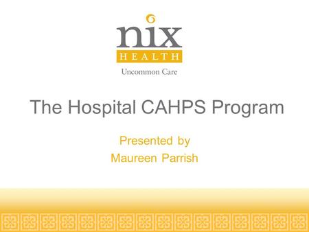 The Hospital CAHPS Program Presented by Maureen Parrish.