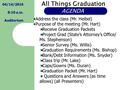All Things Graduation AGENDA Address the class (Mr. Heibel) Purpose of the meeting (Mr. Hart) Receive Graduation Packets Project Grad (State’s Attorney’s.