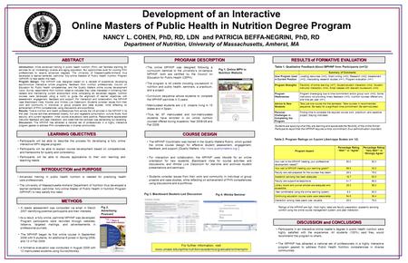 Development of an Interactive Online Masters of Public Health in Nutrition Degree Program NANCY L. COHEN, PhD, RD, LDN and PATRICIA BEFFA-NEGRINI, PhD,