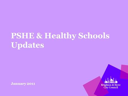 PSHE & Healthy Schools Updates January 2011. Public Health White Paper The government expects schools to play their part in promoting children and young.