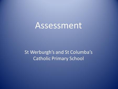 Assessment St Werburgh’s and St Columba’s Catholic Primary School.
