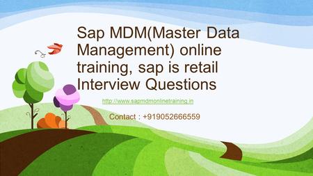Sap MDM(Master Data Management) online training, sap is retail Interview Questions Contact : +919052666559