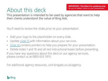 IMPORTANT: This slide is for guidance only. Be sure to delete it prior to your presentation. About this deck.