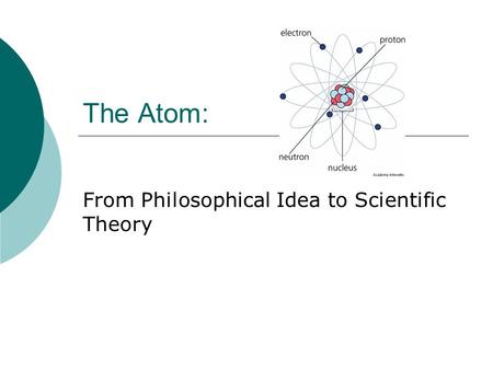 From Philosophical Idea to Scientific Theory