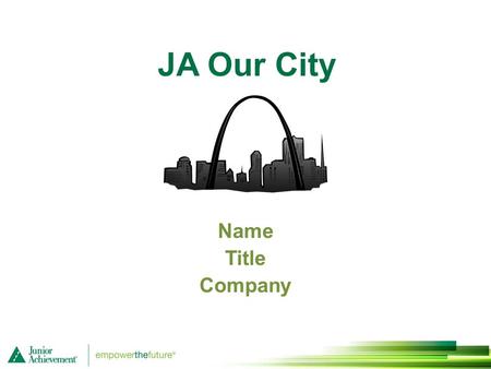 JA Our City Name Title Company. Session 1 Our city: A Place Where People Live, Work, and Play 1.