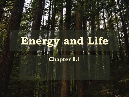 Energy and Life Chapter 8.1.