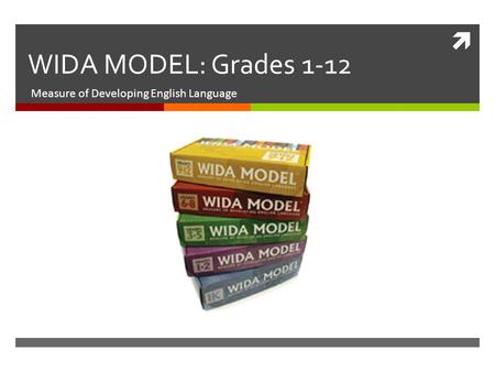  WIDA MODEL: Grades 1-12 Measure of Developing English Language.