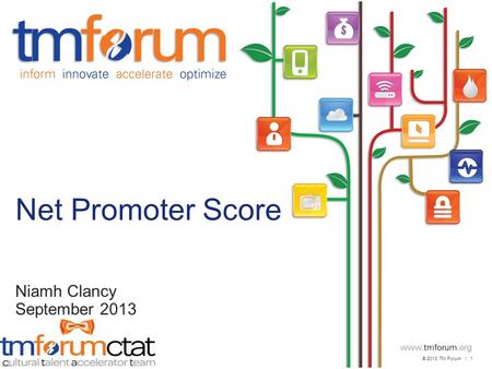 © 2013 TM Forum | 1 V2013.3 Net Promoter Score Niamh Clancy September 2013.