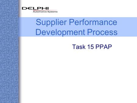 Supplier Performance Development Process