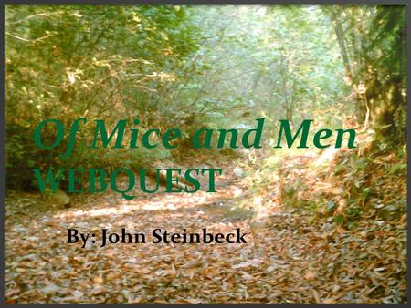 Of Mice and Men WEBQUEST By: John Steinbeck. What are the geographical features of the Salinas Valley? Located in Monterey County along the northern coast.