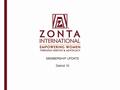 MEMBERSHIP UPDATE District 10. Zonta International Membership Goals....Did You Know? One new club of of committed members is chartered per district per.