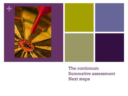+ The continuum Summative assessment Next steps. Gallery Walk – the Bigger Picture Take one post it of each of the 3 colours. Walk around a look at the.