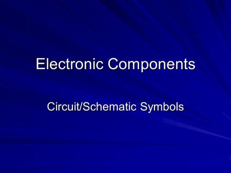 Electronic Components Circuit/Schematic Symbols. RESISTOR Resistors restrict the flow of electric current, for example a resistor is placed in series.