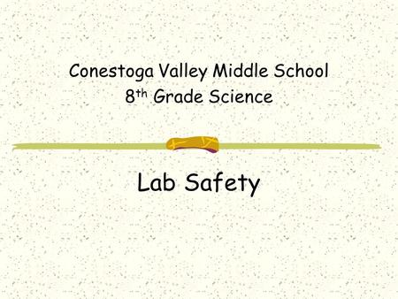 Lab Safety Conestoga Valley Middle School 8 th Grade Science.