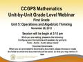 CCGPS Mathematics Unit-by-Unit Grade Level Webinar First Grade Unit 5: Operations and Algebraic Thinking November 28, 2012 Session will be begin at 3:15.