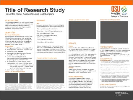 Title of Research Study Presenter name, Associates and Collaborators INTRODUCTION This editable template is in the most common poster size (36” x 48”)