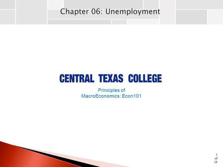 Principles of MacroEconomics: Econ101 1 of 29.  In this chapter we take a look at the problem of unemployment  When is a person “unemployed”?  What.