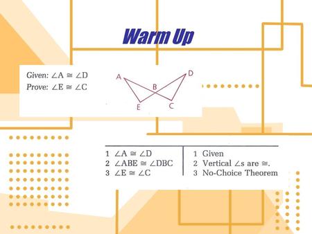 Warm Up 7.3 Formulas involving Polygons Use important formulas that apply to polygons.