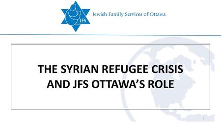 THE SYRIAN REFUGEE CRISIS AND JFS OTTAWA’S ROLE 1.
