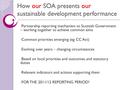 How our SOA presents our sustainable development performance Partnership reporting mechanism to Scottish Government – working together to achieve common.