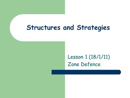 Structures and Strategies Lesson 1 (18/1/11) Zone Defence.