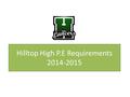 Hilltop High P.E Requirements 2014-2015 PE Website Link www.hthpe.weebly.com.