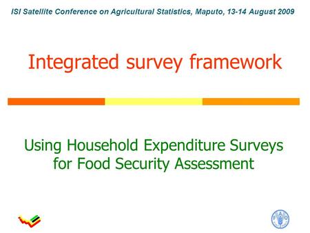 ISI Satellite Conference on Agricultural Statistics, Maputo, 13-14 August 2009 Integrated survey framework Using Household Expenditure Surveys for Food.