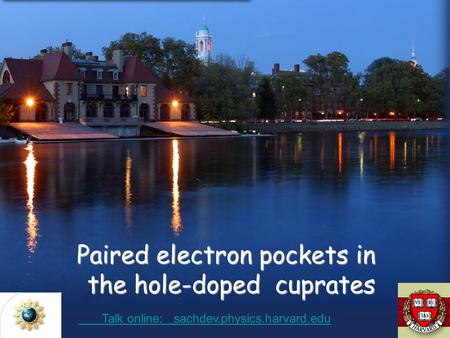 Paired electron pockets in the hole-doped cuprates Talk online: sachdev.physics.harvard.edu Talk online: sachdev.physics.harvard.edu.