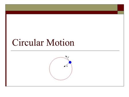Circular Motion. Uniform Circular Motion  An object that moves in a circle at a constant speed, v.  The magnitude of the velocity remains the same but.