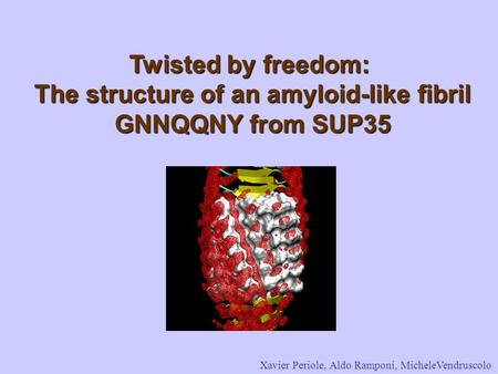 Twisted by freedom: The structure of an amyloid-like fibril GNNQQNY from SUP35 Xavier Periole, Aldo Ramponi, MicheleVendruscolo.