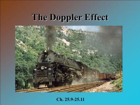 The Doppler Effect Ch. 25.9-25.11. Objectives 1.Describe doppler effect 2.Describe bow waves 3.Describe sonic booms.
