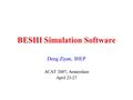 BESIII Simulation Software Deng Ziyan, IHEP ACAT 2007, Amsterdam April 23-27.