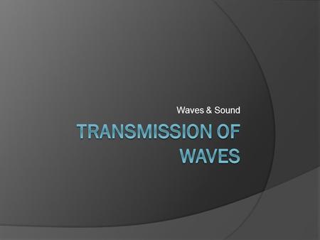 Waves & Sound. Single Medium  The speed of a wave is dependent on the medium. Some factors that can affect wave speed are density, rigidity, state, and.