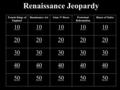 Renaissance Jeopardy French Kings of England Renaissance ArtGuns N’ RosesProtestant Reformation House of Tudor 10 20 30 40 50.