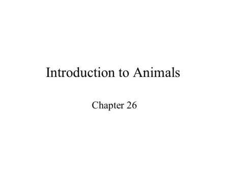 Introduction to Animals Chapter 26. General Features of Animals Animals are multicellular, heterotrophic organisms with cells that lack cell walls. Multicellular.