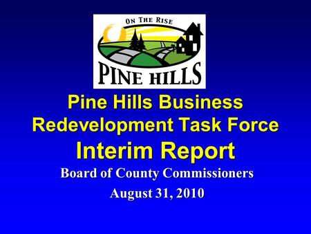 Pine Hills Business Redevelopment Task Force Interim Report Board of County Commissioners August 31, 2010.