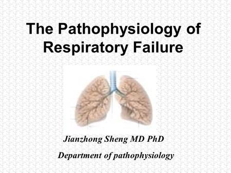 万用卡 The Pathophysiology of Respiratory Failure Department of pathophysiology Jianzhong Sheng MD PhD.
