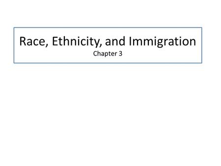 Race, Ethnicity, and Immigration Chapter 3. Lecture Outline I. Defining Race and Ethnicity II. American Stories of Inequality, Diversity, and Social Change.