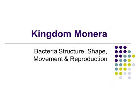 Kingdom Monera Bacteria Structure, Shape, Movement & Reproduction.