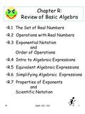 RMath 120 - KM1 Chapter R: Review of Basic Algebra R.1 The Set of Real Numbers R.2 Operations with Real Numbers R.3 Exponential Notation and Order of Operations.