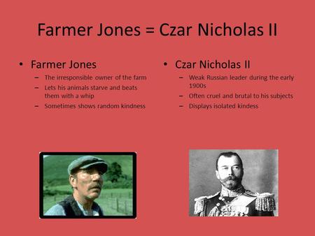 Farmer Jones = Czar Nicholas II