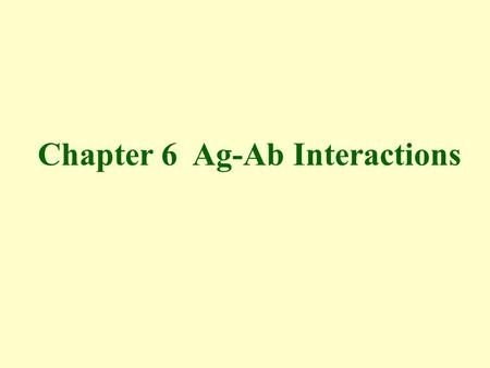 Chapter 6 Ag-Ab Interactions. Nature of the Ag-Ab interaction Immunological assays.