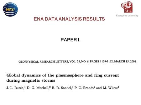 PAPER I. ENA DATA ANALYSIS RESULTS. The Imager for Magnetopause-to- Aurora Global Exploration (IMAGE) missionis the first NASA Mid-size Explorer (MIDEX)