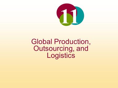 Global Production, Outsourcing, and Logistics 11.