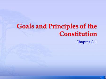 Chapter 8-1.  Key Leadership  Know the seven principals of the Constitution  Six goals of the Preamble.